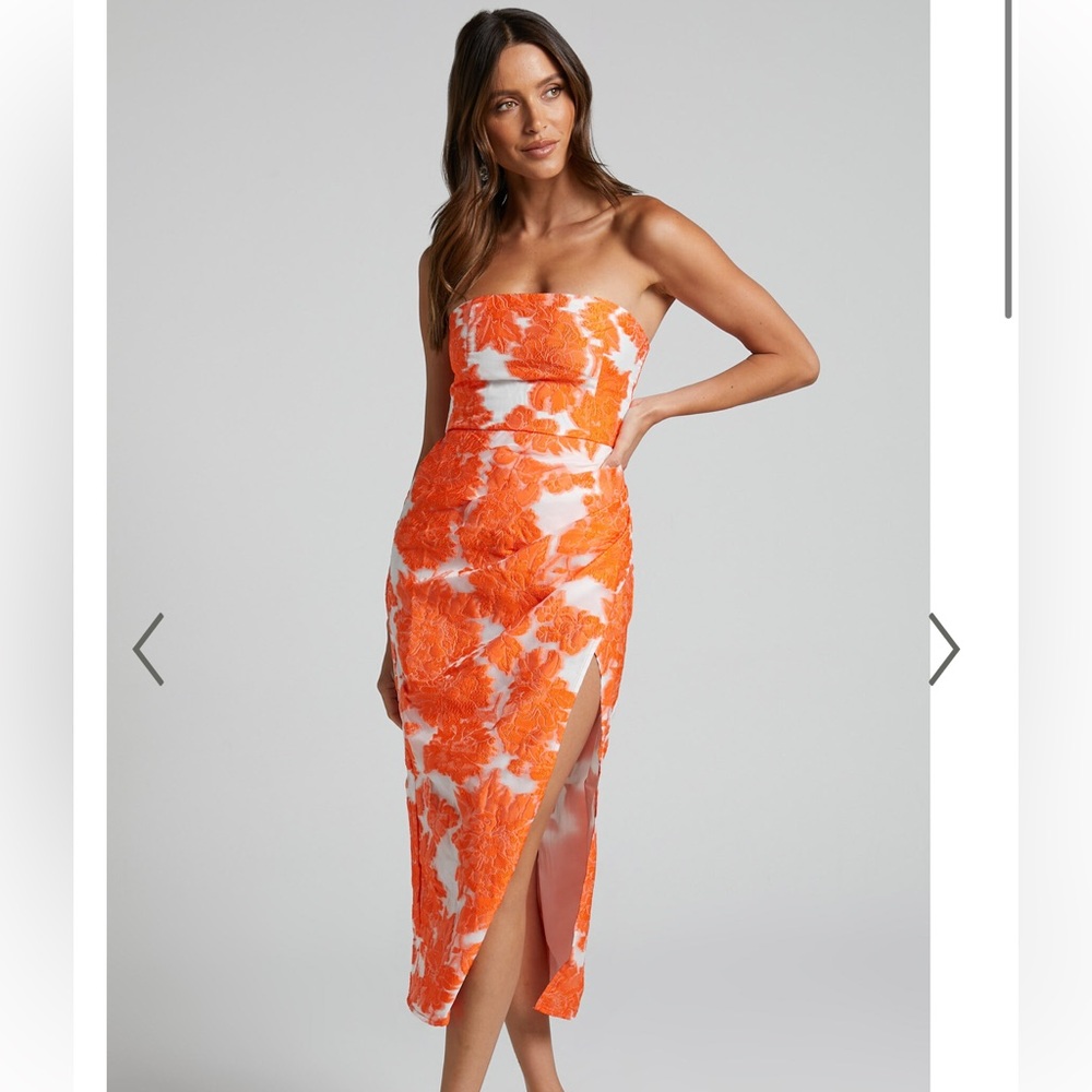 Showpo Orange & White Midi Dress